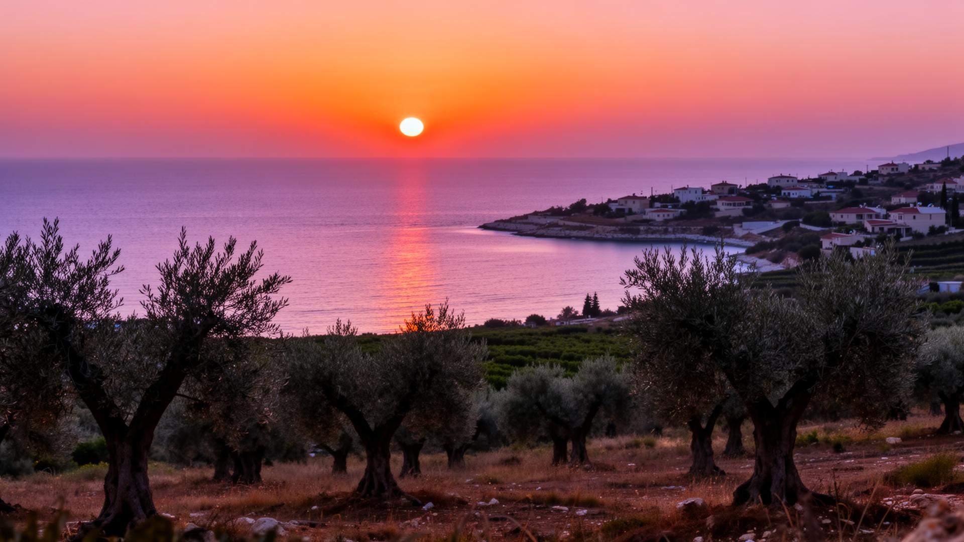 Sunset over the Mediterranean from the estate Sunset over the Mediterranean Sea seen from the agricultural land in Bustan HaGalil, Western Galilee
